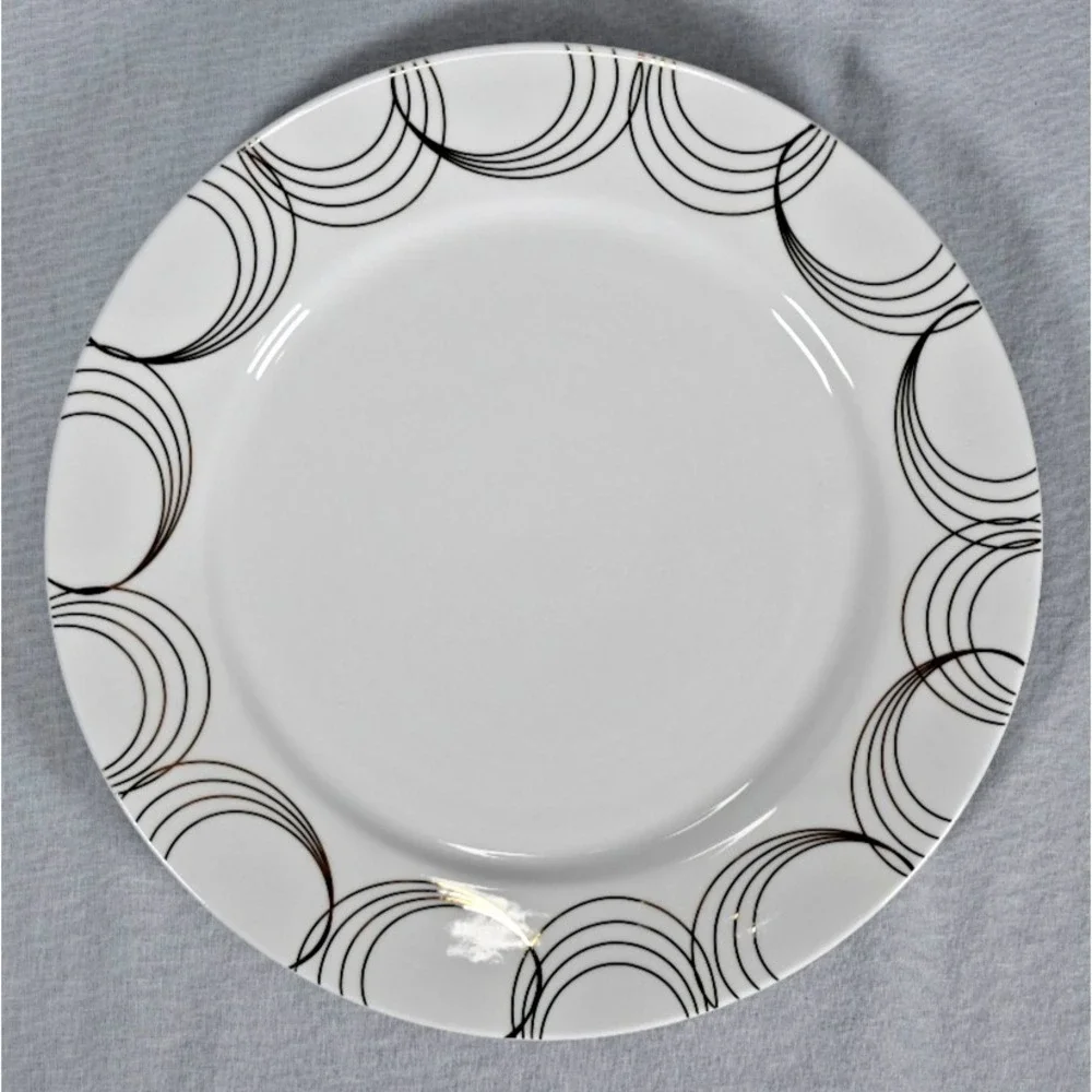 Pier 1 Opulent Metallic Dinner Plates Gold Silver Swirl Set of 4